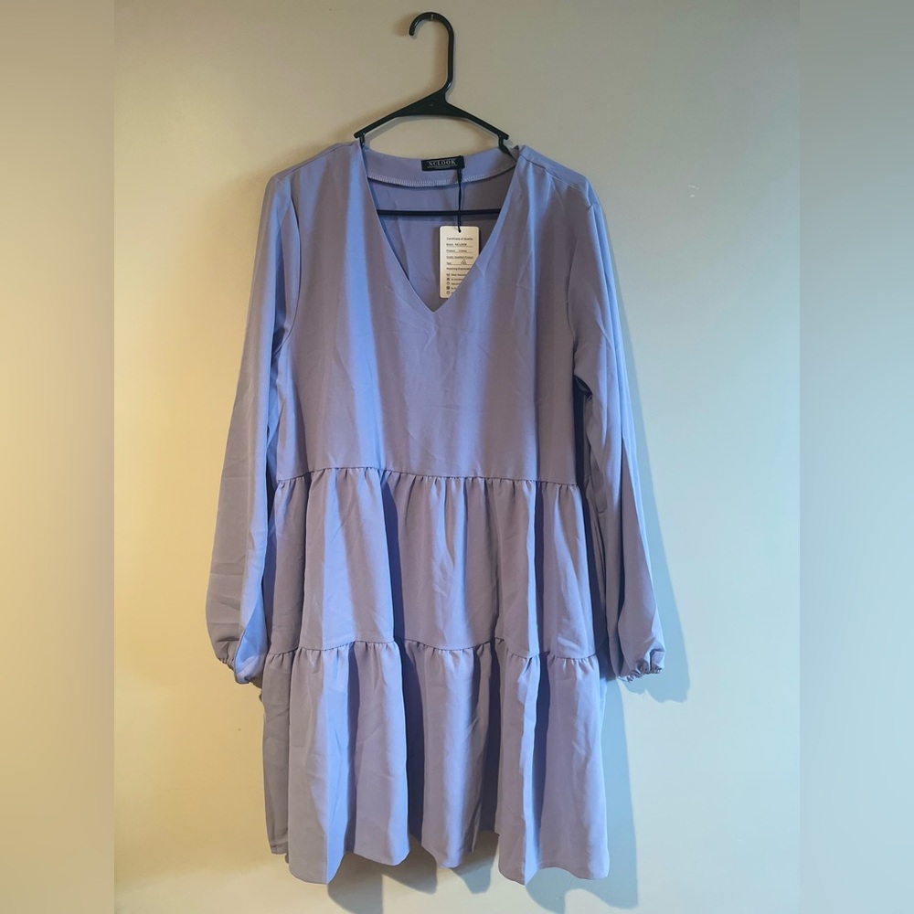 EUC Amazon large Lavender Long Sleeve Flowy Casual Dress